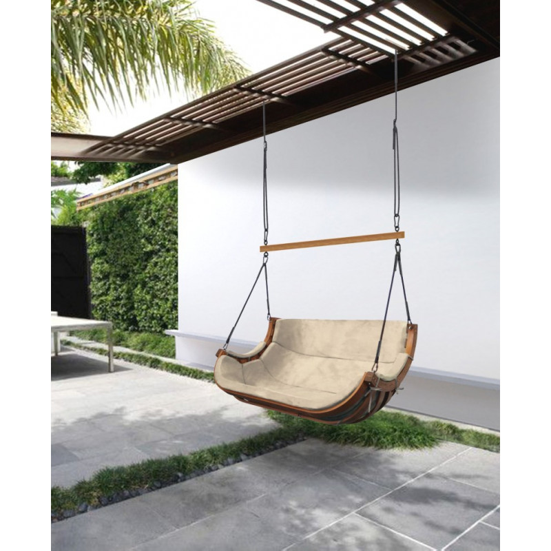 Podwójny Fotel Alpha Podwieszany Beżowy - bujak ogrodowy