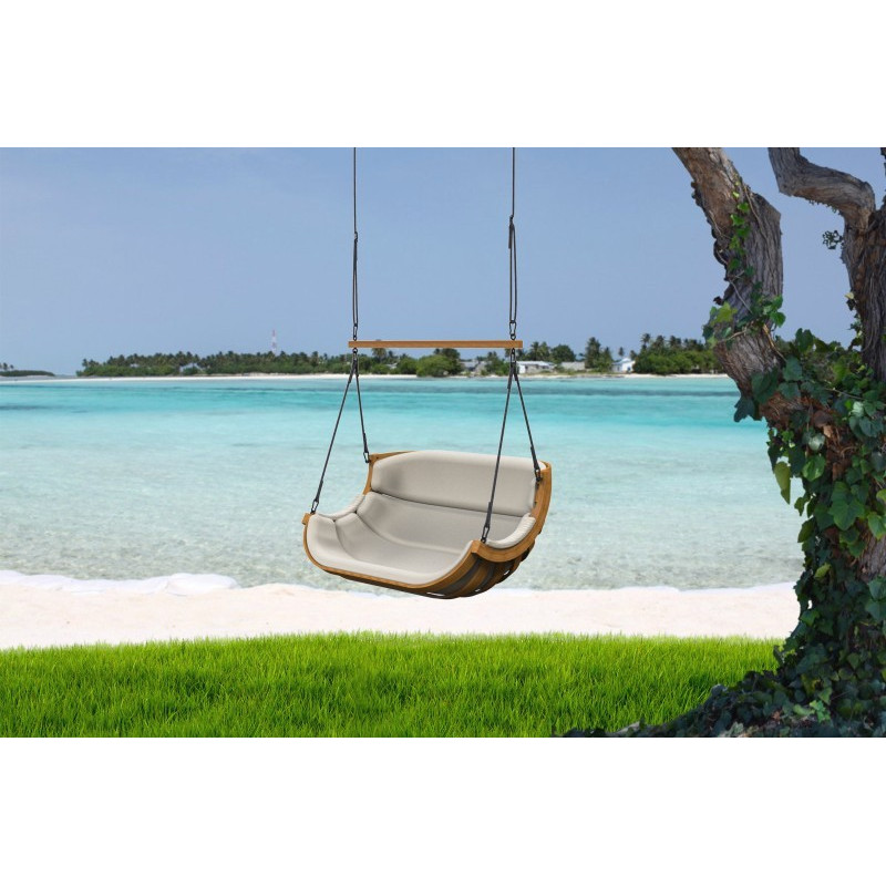 Podwójny Fotel Alpha Podwieszany Beżowy - bujak ogrodowy