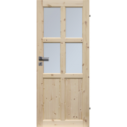 Drzwi sosnowe, seczne - "Bergen" wersja 4S- Seria Classic - Drzwi wewnetrzne drewniane "RADEX"