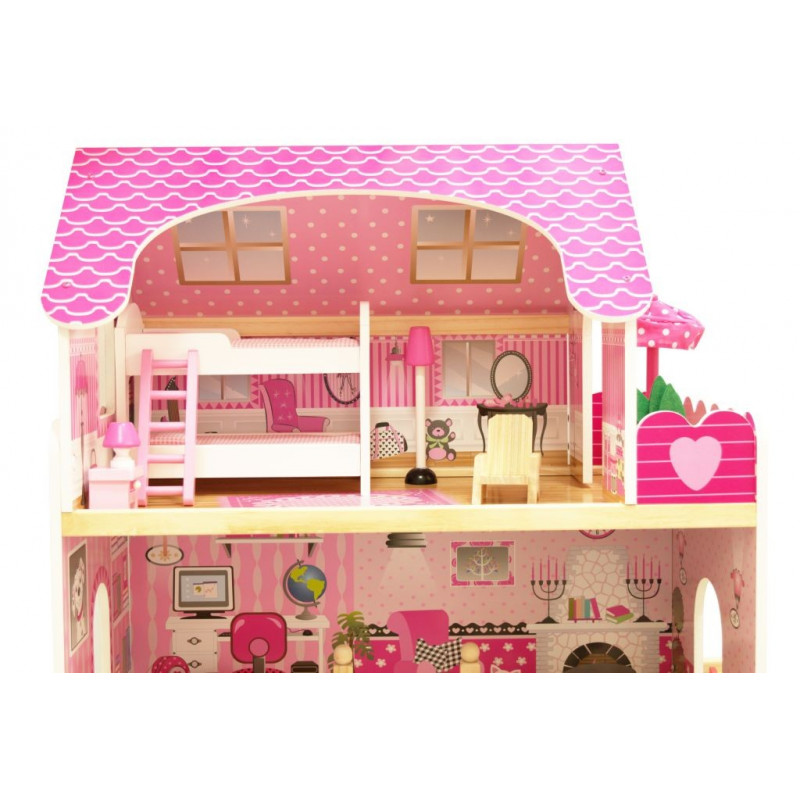 Domek z Drewna dla lalek INGA Taras z BASENEM + MEBELKI