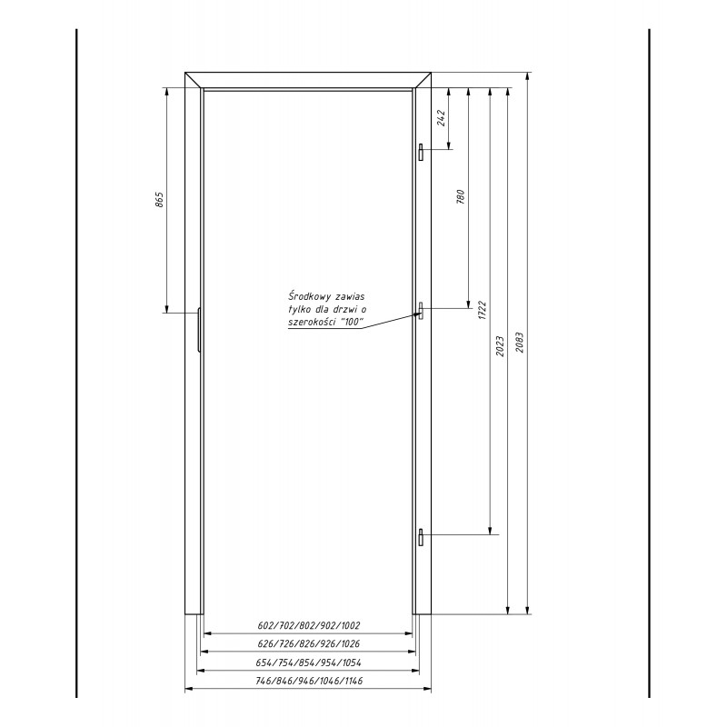 Ościeżnica regulowana bezsęczna