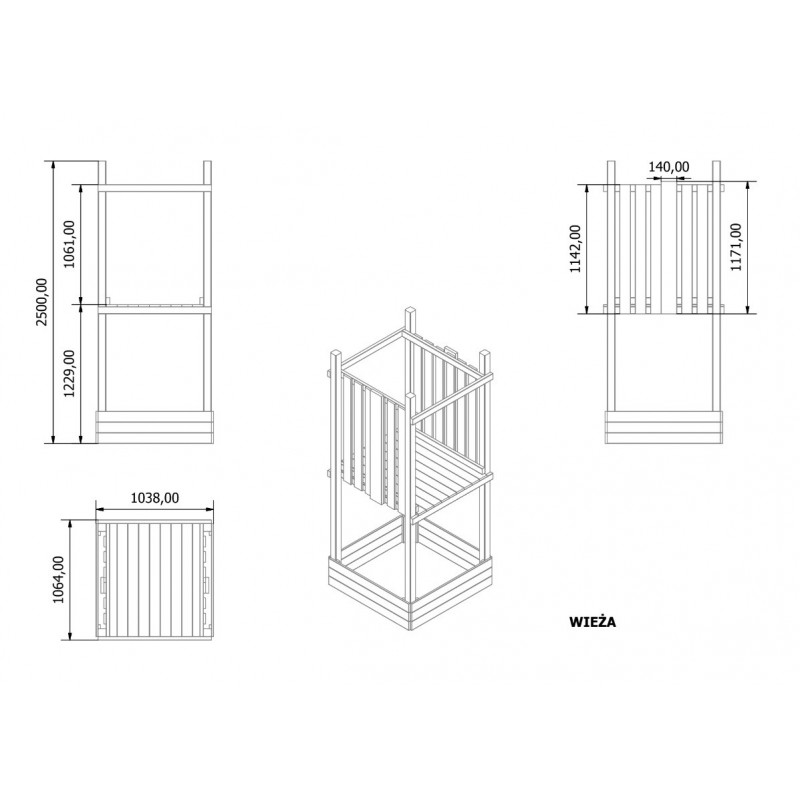 Wieża z piaskownicą i drabinką Hektor 1,8x1x2,5 m