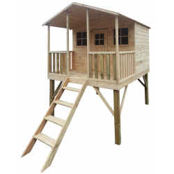 Drewniany Domek Dla Dzieci Gucio z Podwójną Huśtawką