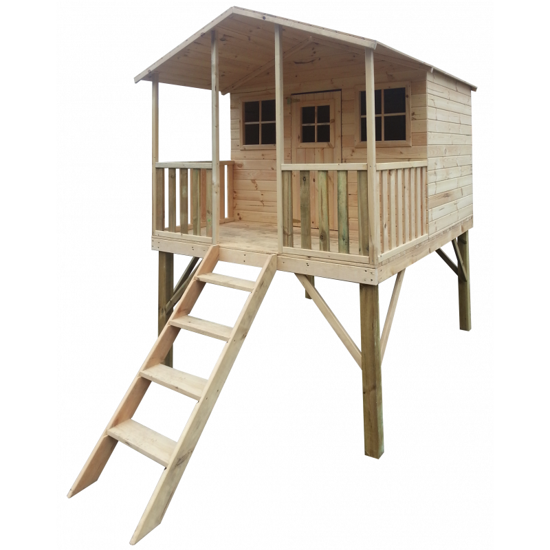 Drewniany Domek Dla Dzieci Gucio z Podwójną Huśtawką