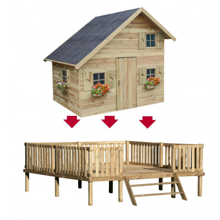 Drewniany Domek Ogrodowy Dla Dzieci Amelia na Platformie Scenie