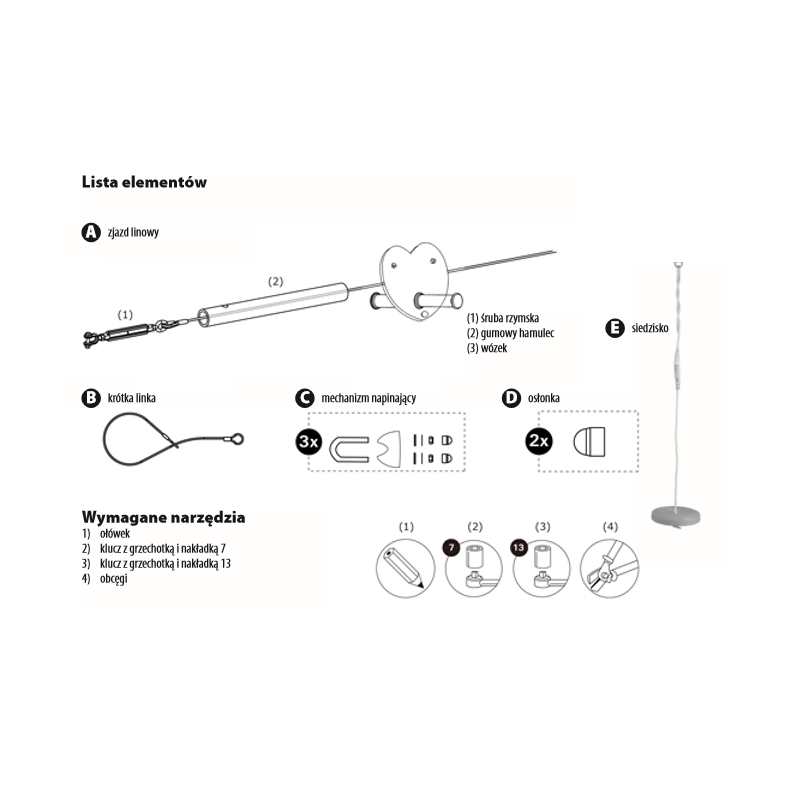 Zjazd Linowy 25 Metrów Tyrolka z Siedziskiem