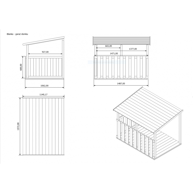 Garaż do drewnianego domku dla dzieci Blanka 4iQ