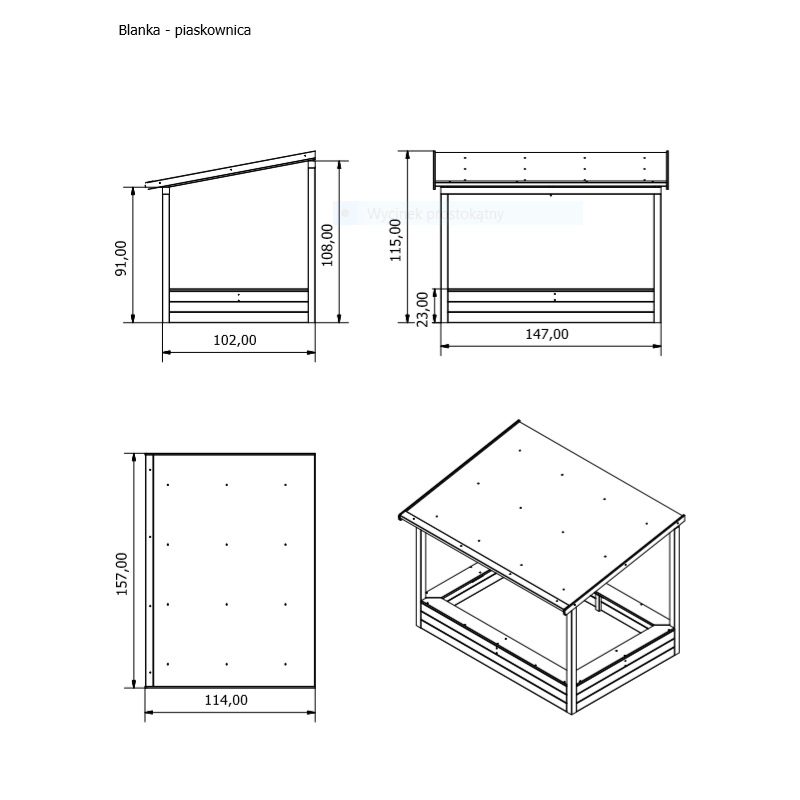 Piaskownica z daszkiem do drewnianego domku Blanka 4iQ