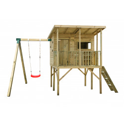 Drewniany Domek Dla Dzieci ROBINSON z Hustawka Pojedyncza